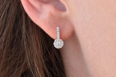 עגילים משובצים יהלומים דגם "Drop"