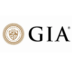 לוגו של GIA עם סמל עגול מוזהב וטקסט שחור על רקע לבן